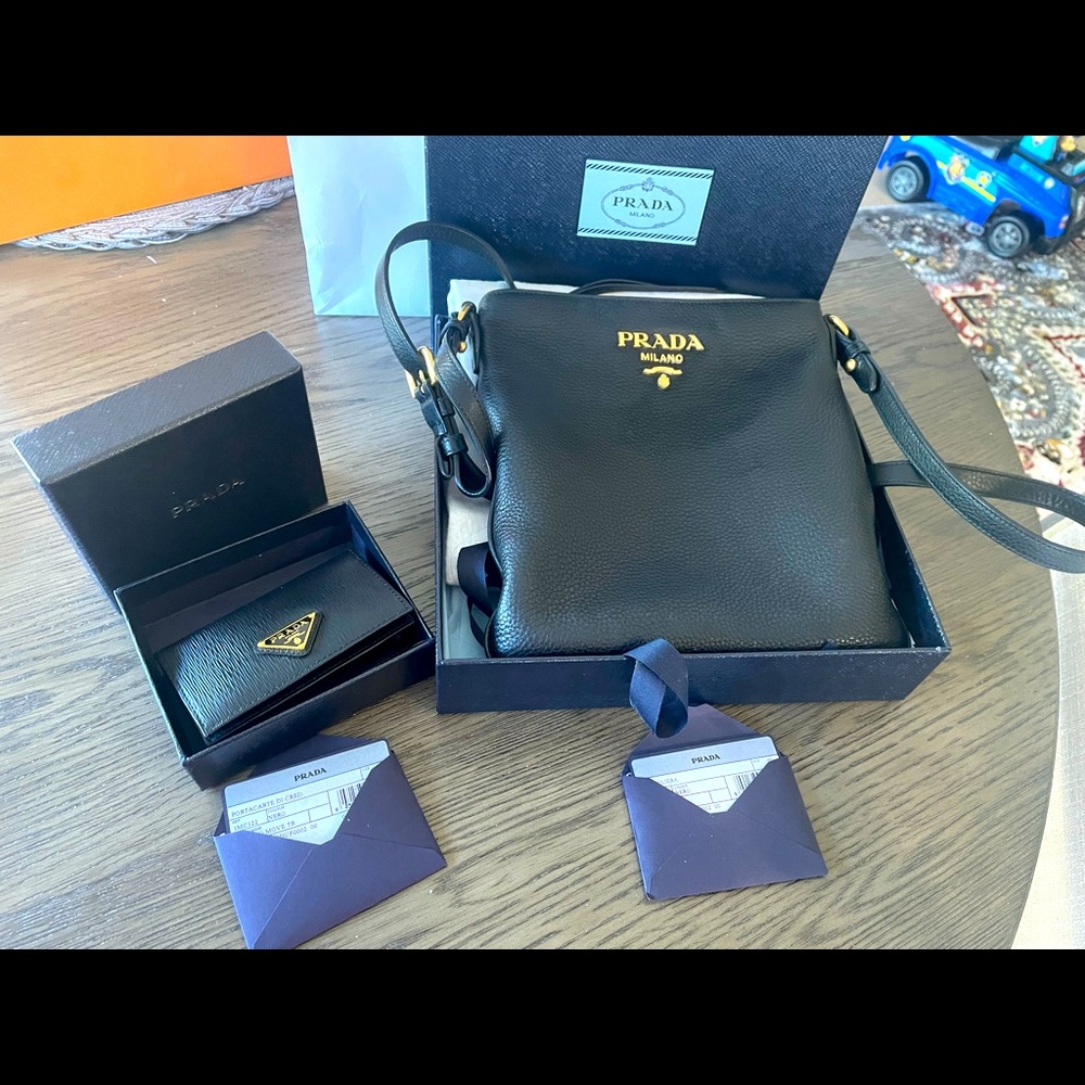 Authentic Prada Crossbody and Card Holder Bundle